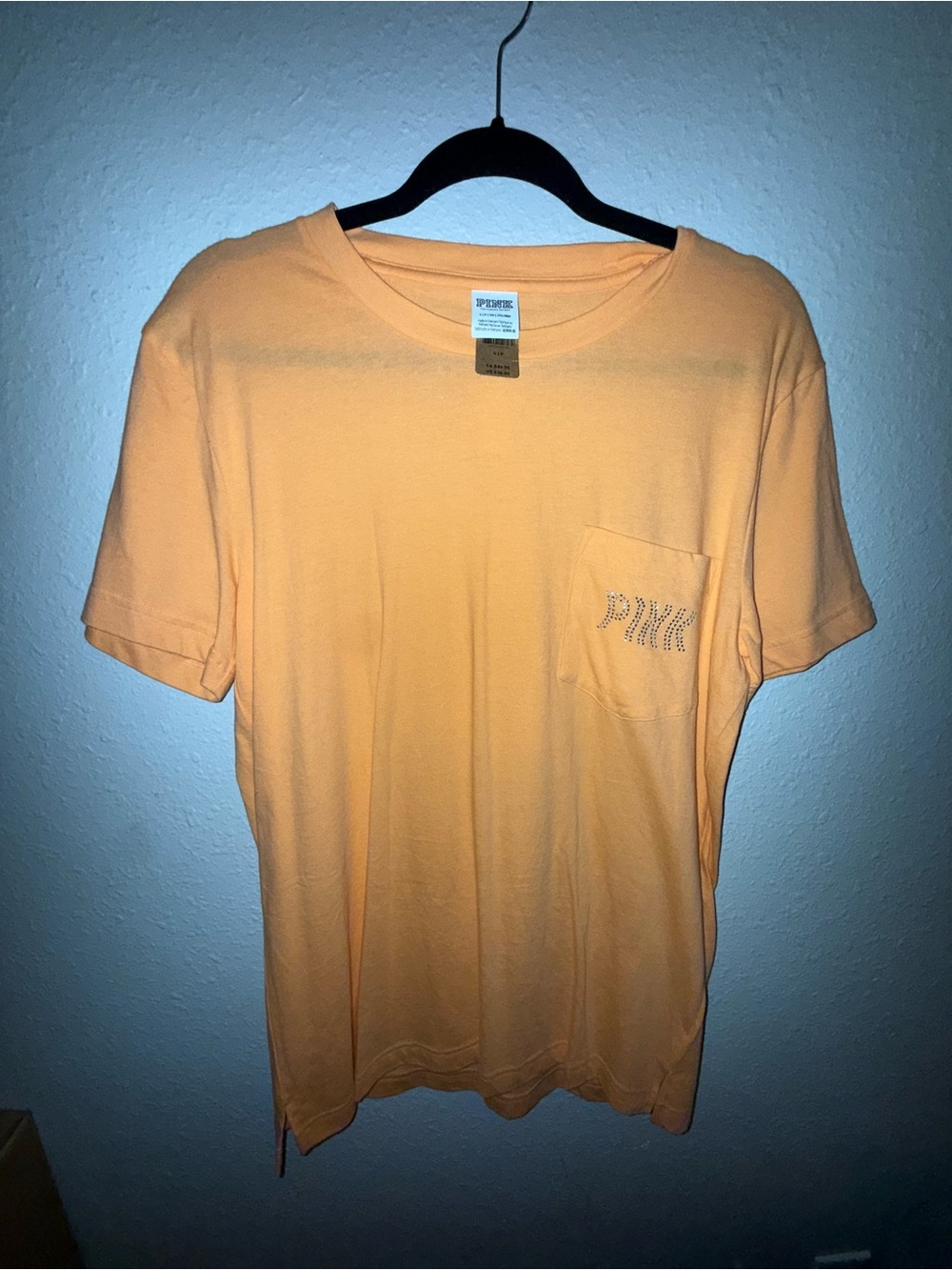 PINK Victoria's Secret bling  Short Sleeve Pocket Tee in Peach